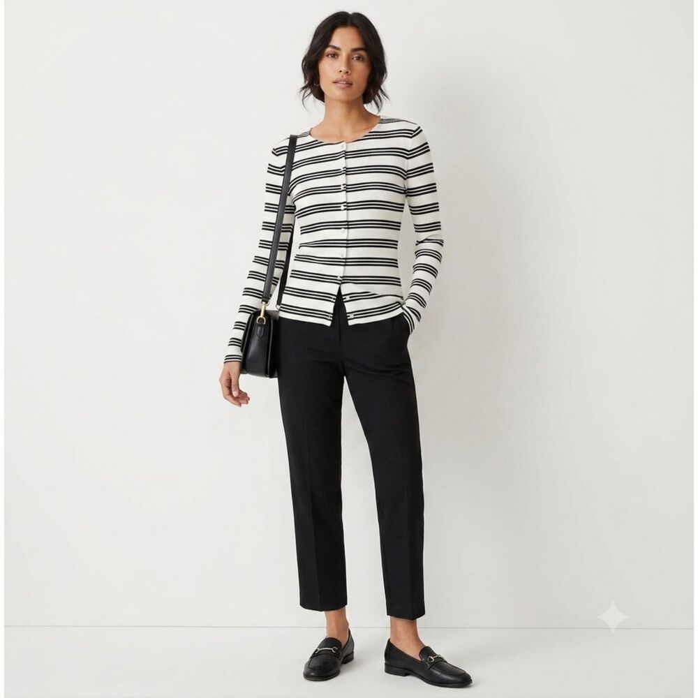 Truth by Republic Ribbed Striped Cardigan Top Women’s Medium Black White